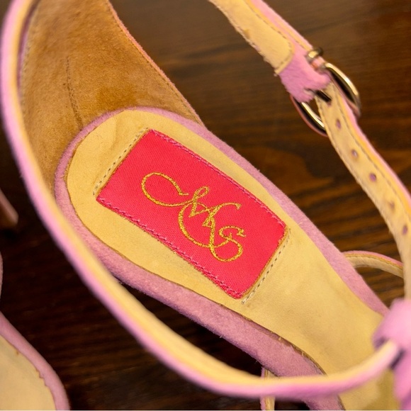 MS Shoe Design Handmade Brazil Pink Leather Diamond Pins 'ANNA' Sandals 5 Heels - Picture 12 of 16